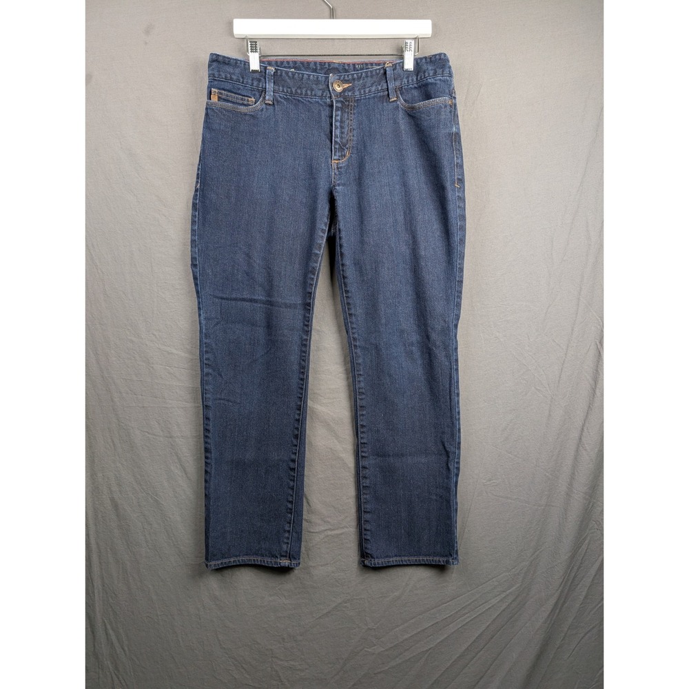 Eddie Bauer Curvy Slim Straight Jeans Dark Wash Denim Blue Womens Size 10S